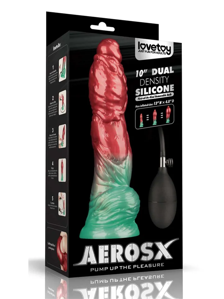 Dual Density Inflatable Dildo Red/Green 25 cm - Pripučiamas dildo 1 [full]