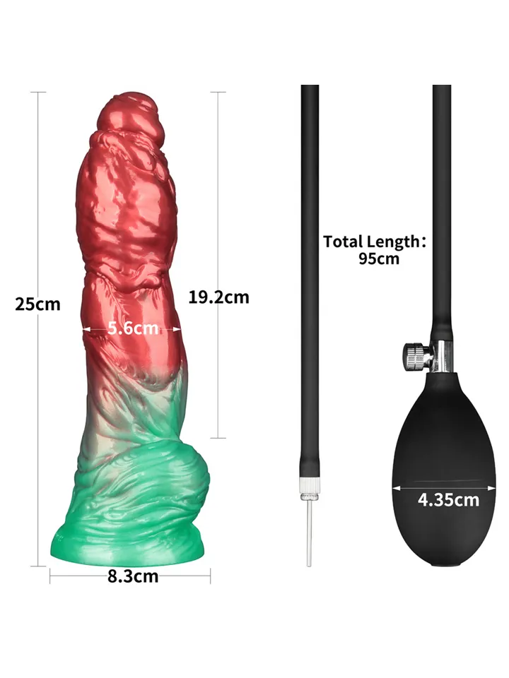 Dual Density Inflatable Dildo Red/Green 25 cm - Pripučiamas dildo 4 [full]