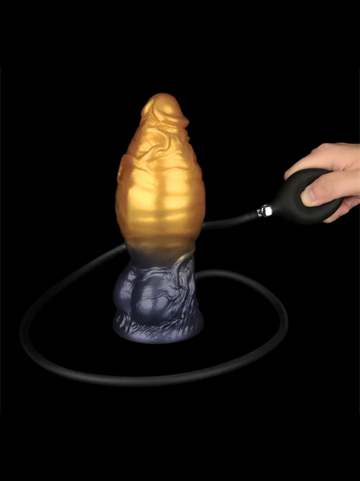 Dual Density Inflatable Dildo Yellow/Blue 19 cm - Pripučiamas dildo 4 [full]