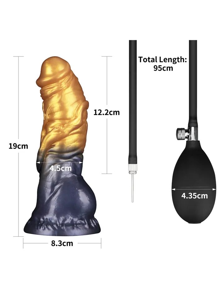 Dual Density Inflatable Dildo Yellow/Blue 19 cm - Pripučiamas dildo 5 [full]