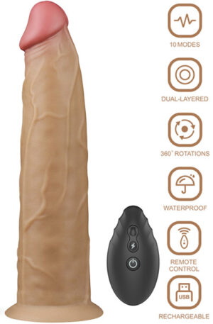 Dual-Layered Silicone Vibe With Rotation 22,5cm - Vibruojantis dildo 1