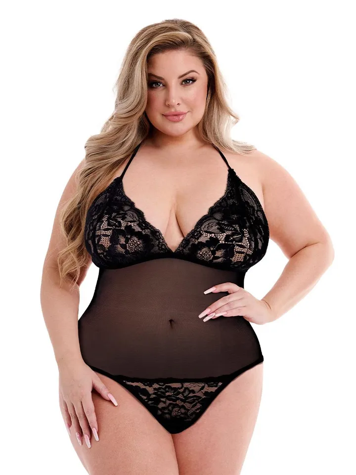 Eco Mesh & Lace Queen Teddy Black - Meškiukas 1 [full]