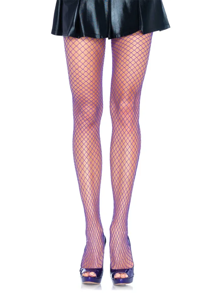 Elastane Industrial Fishnet Pantyhose Purple - Fishnet pėdkelnės 1 [full]