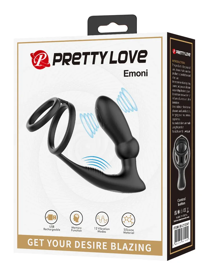 Emoni Cock Ring With Butt Plug - Prostatos vibratorius su varpos žiedu 5 [full]