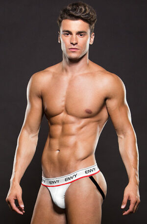 Envy Logo Elastic Lowrise Mesh Jock White - Jockstrap 1