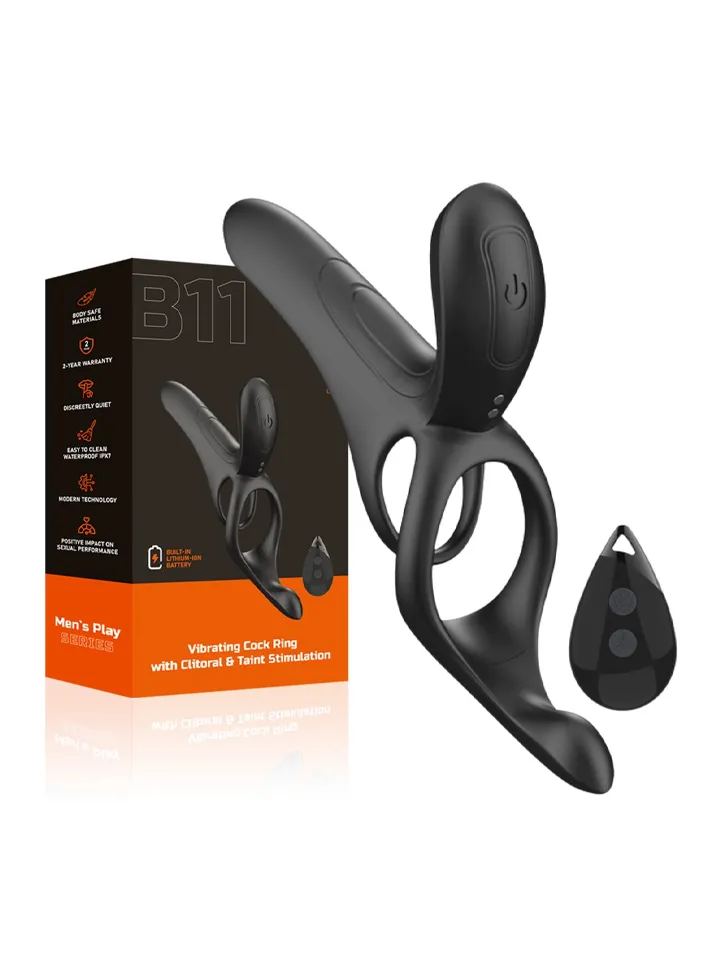 Erospace Vibrating Cock Ring With Clitoral Stimulation - Vibruojantis gaidžio žiedas 7 [full]