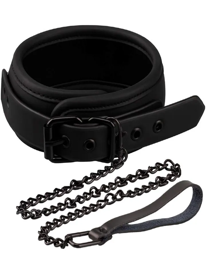 Fetish Black Shadow Collar With Leash - Vergijos apykaklė & amp; Pora 1
