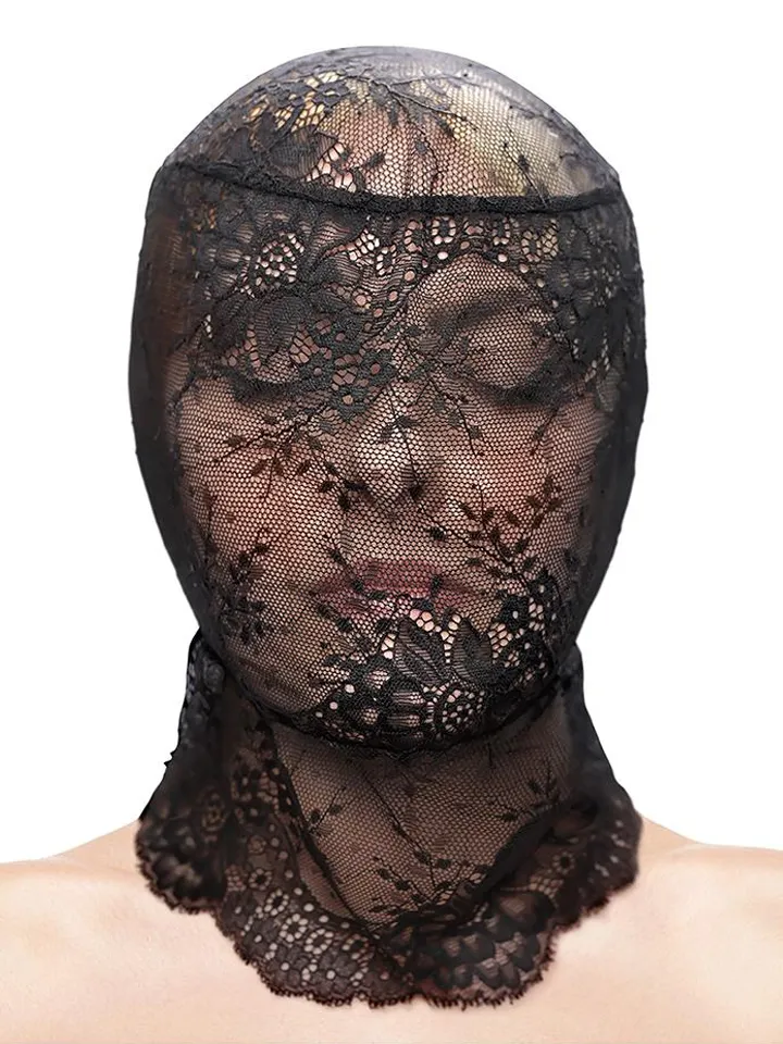 Fetish & Fashion Lace Hood Black - BDSM kaukė 1 [full]