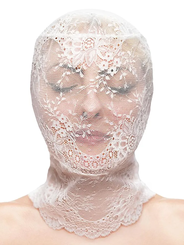 Fetish & Fashion Lace Hood White - BDSM kaukė 1 [full]