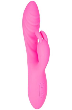 Flexible Ribbed Rabbit Vibrator Pink - Triušio vibratorius 1