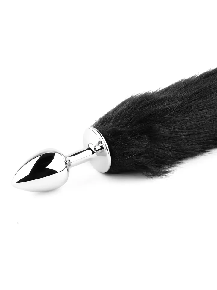 Fluffy Black Fox Tail Plug - Gyvūnų uodegos analinis kištukas 2 [full]