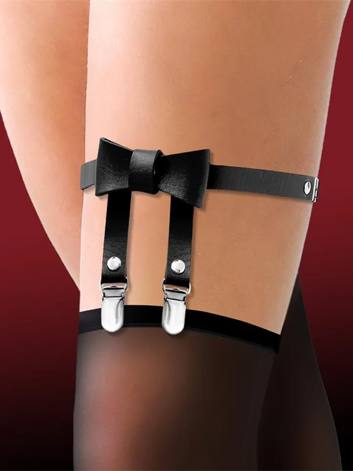 Garter With Bow Tie Vegan Leather - Keliaraiščio diržo laikiklis 1 [full]