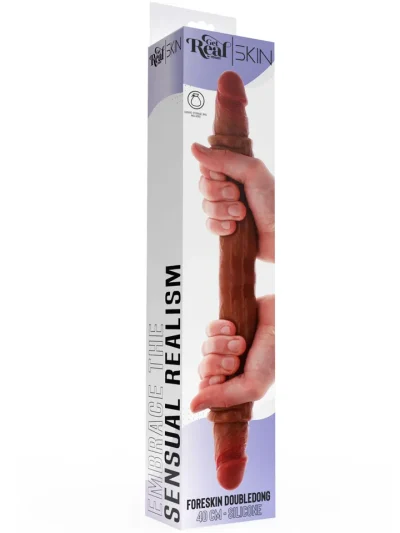 Get Real Silicone Foreskin Double Dong 40 cm - Dvigubas dildo 4