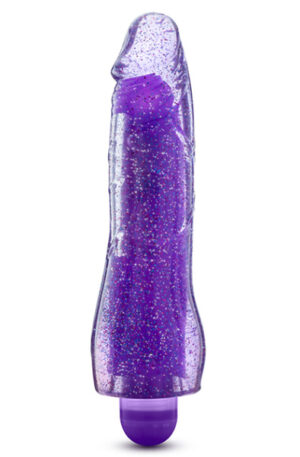 Glow Dicks Molly Glitter Vibrator Purple 20cm - Vibruojantis dildo 1