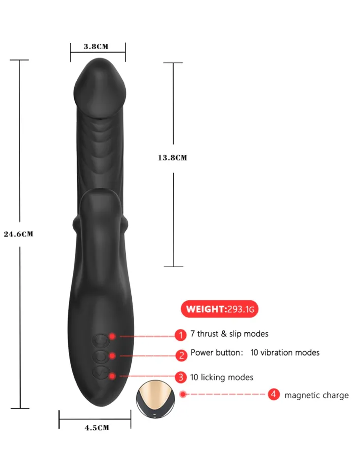 Grlpwr Envy Licking & Thrusting Vibrator - Triušio vibratorius su besisukančiu liežuviu 3