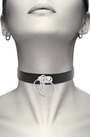 Hand Crafted Choker Vegan Leather Double Ring - BDSM Dūsintuvas (Chokeris) 1