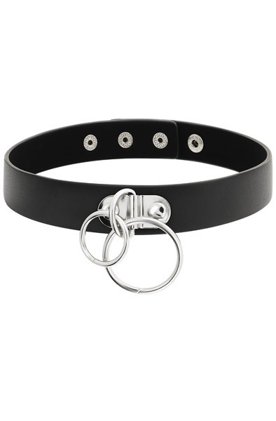 Hand Crafted Choker Vegan Leather Double Ring - BDSM Dūsintuvas (Chokeris) 2