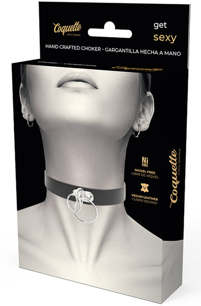 Hand Crafted Choker Vegan Leather Double Ring - BDSM Dūsintuvas (Chokeris) 3
