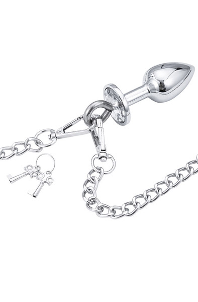 Hand Cuffs With Chain & Anal Plug - Antrankių metalas 2
