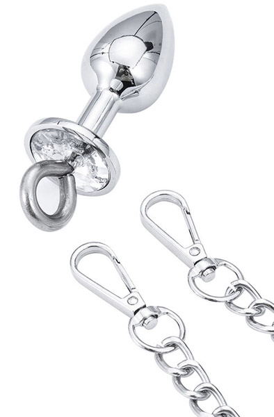 Hand Cuffs With Chain & Anal Plug - Antrankių metalas 3