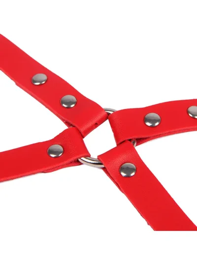 Handcuffs With Bondage Belt Red One Size - Šlaunų ir riešo rankogalių komplektas 6