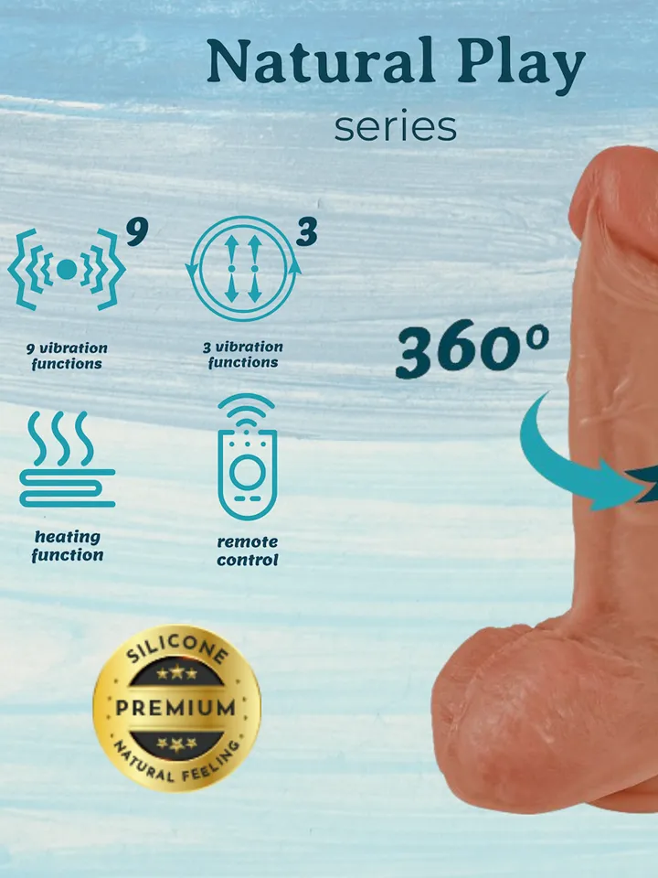 Heating, Thrusting & Rotating Silicone Dildo 22 cm - Vibruojantis dildo 2