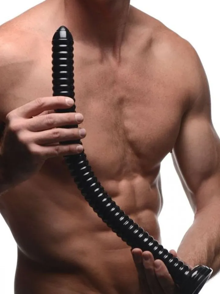 Hosed Ribbed Anal Snake 51 cm - Ypač ilgas analinis dildo 2 [full]