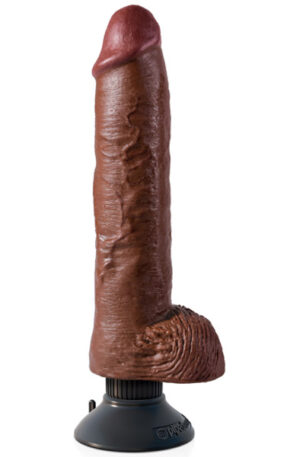 King Cock Vibrating Cock With Balls Brown 25,5 cm - Vibruojantis dildo 1