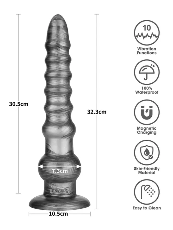 King Sized Vibrating Vibrax Slider 32,3 cm - Vibruojantis analinis dildo 3 [full]