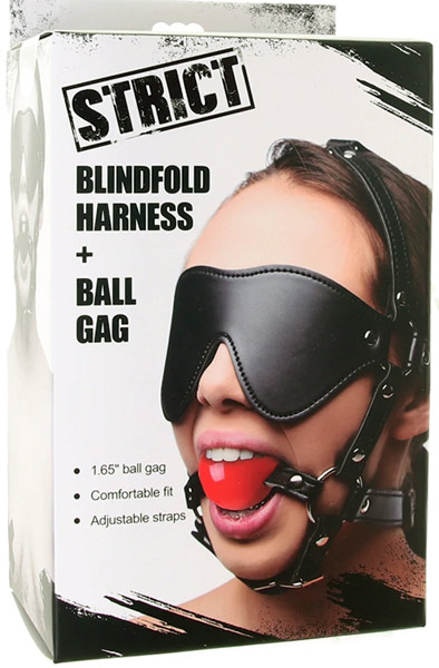 Kinky Adjustable Harness With Blindfold & Ball Gag - Kamštis su dirželiais 4
