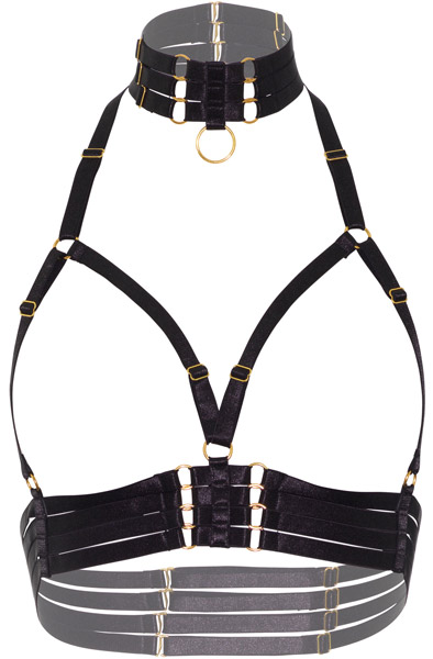 Kinky Diva Open Cup Bra + O-Ring Collar XS-L - Vergavimas sele 3