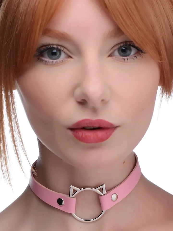 Kinky Kitty Ring Slim Choker Pink - BDSM Dūsintuvas (Chokeris) 1 [full]