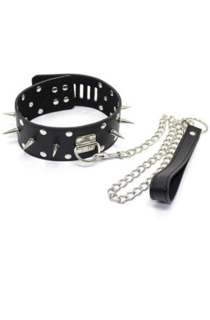 Kiotos Leather Collar Spiked - Apykaklė ir pavadėlis 1