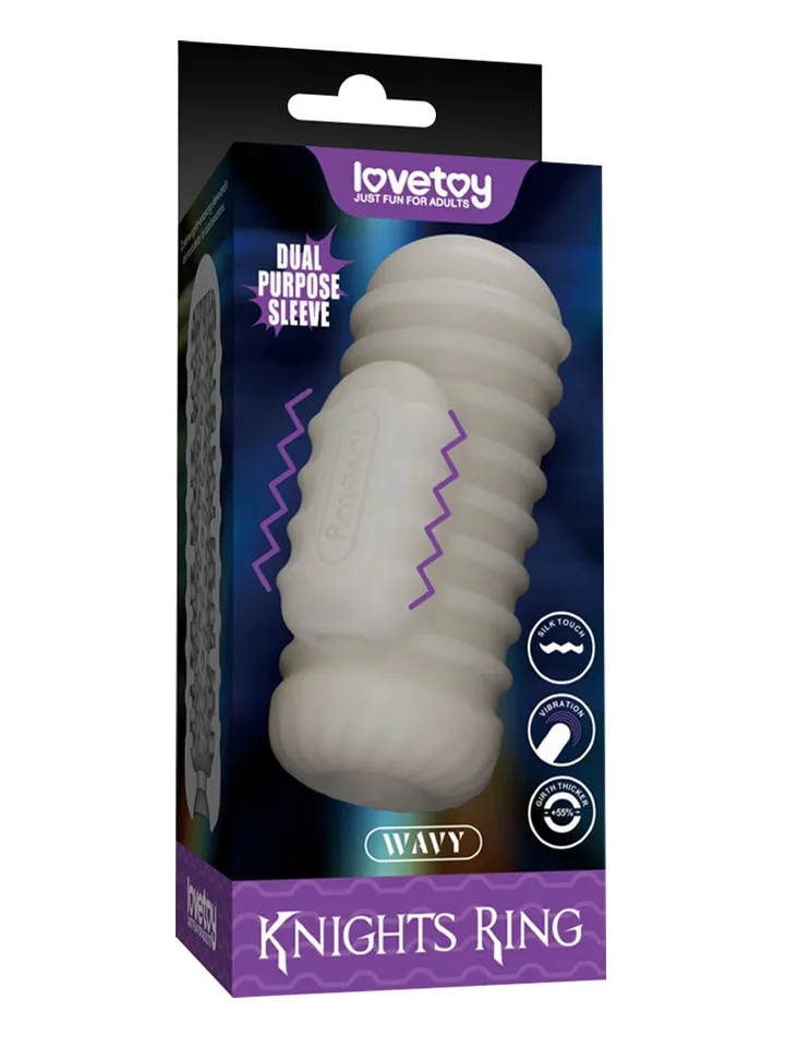 Knights Ring Vibrating Dual Purpose Sleeve-Wavy - Vibruojantis varpos plėtra 1 [full]