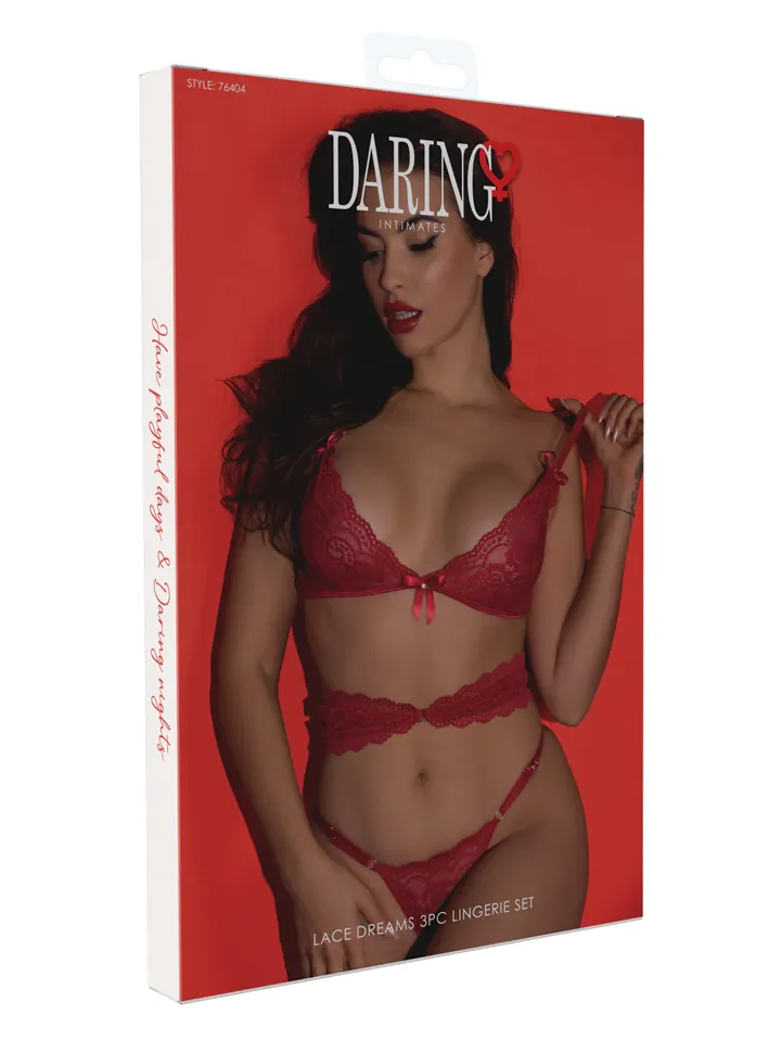 Lace Dreams 3-pcs Lingerie Set Red - Underklädesset 3 [full]