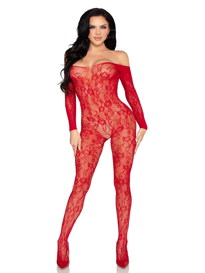 Lace Lingerie Bodystocking Red - Kėbulo staklės 3 [full]