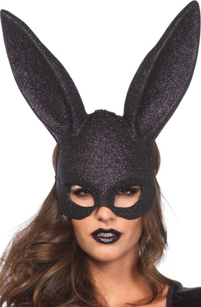 Leg Avenue Black Glitter Rabbit Mask - Triušio ausys 1