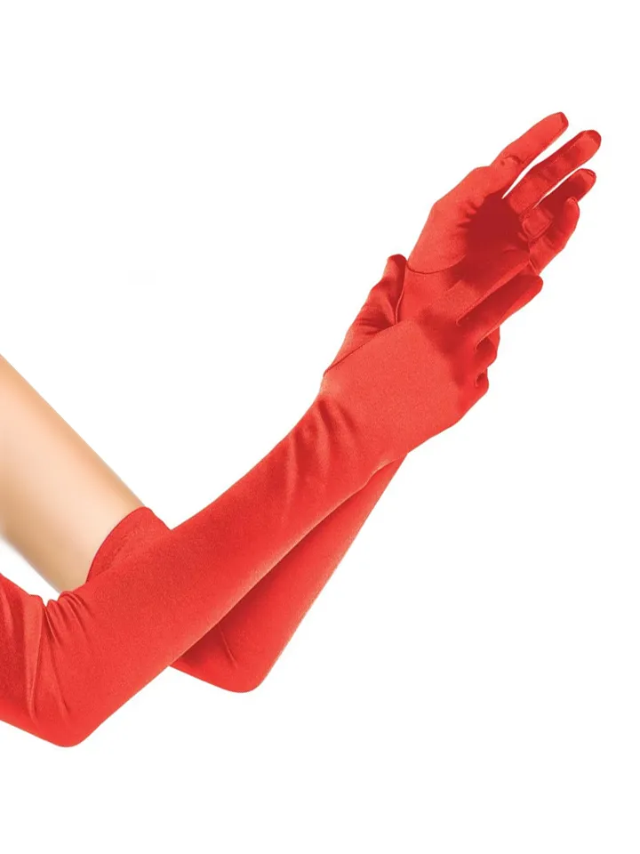 Leg Avenue Extra Long Satin Gloves Red - Pirštinės 1 [full]