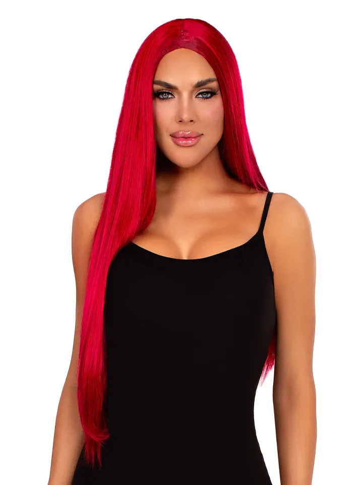 Leg Avenue Long Straight Center Part Wig Red - Raudonas perukas 1 [full]