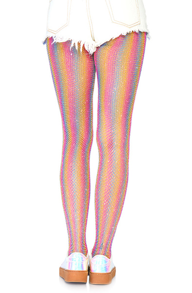 Leg Avenue Lurex Rainbow Fishnet Tights - Kojinės 2