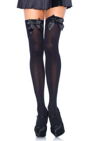 Leg Avenue Nylon Thigh Highs With Bow - Nebuvaučiai 1