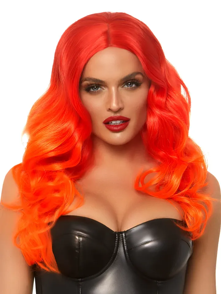Leg Avenue Ombre Long Wavy Wig Orange - Perukas 1 [full]