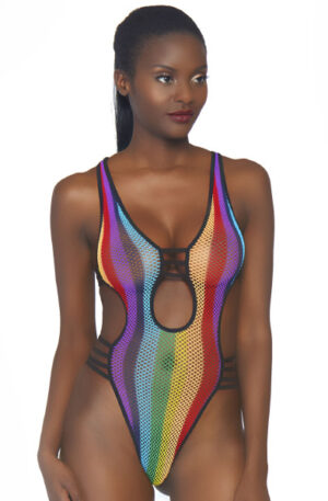 Leg Avenue Rainbow Fishnet Bodysuit - Meškiukas 1