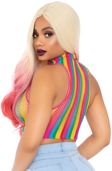 Leg Avenue Rainbow Net Crop Top - Viršus 2