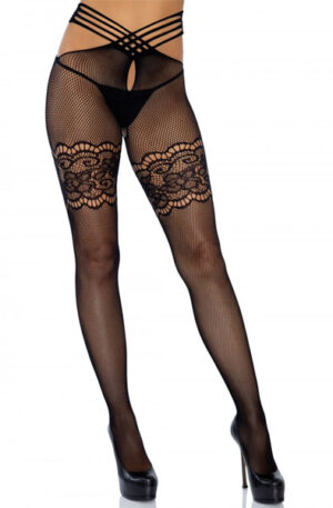 Leg Avenue Wrap Around Crotchless Tights - Kojinės 1