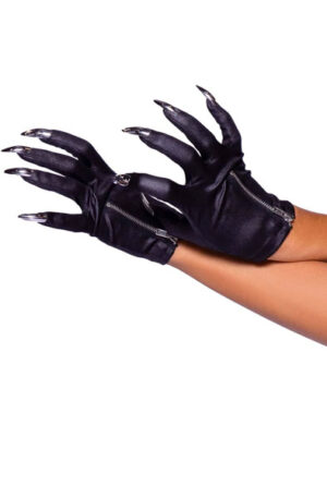 Leg Avenue Zip-Up Claw Gloves Black - Pirštinės 1