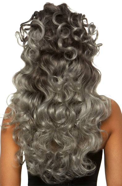 Long Curly Wispy Bang Wig Grey - Perukas 2
