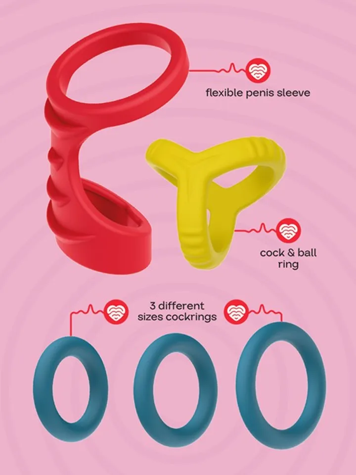 Long Play Love Cock Ring Set - Gaidžio žiedo rinkinys 2 [full]