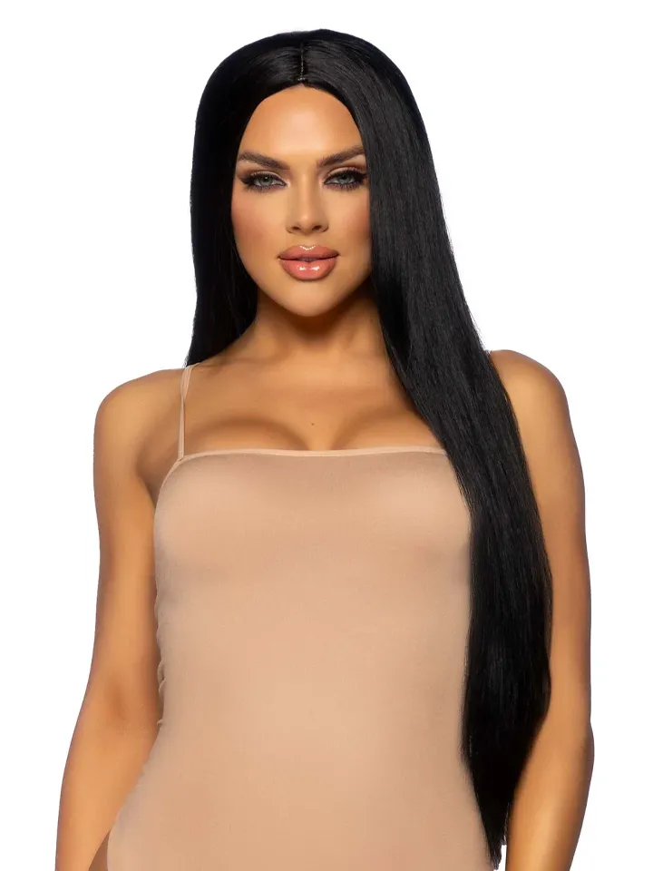Long Straight Center Part Wig Black - Perukas 1 [full]