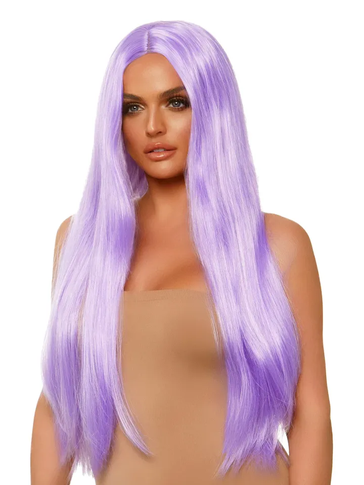 Long Straight Center Part Wig Lavender - Perukas 1 [full]